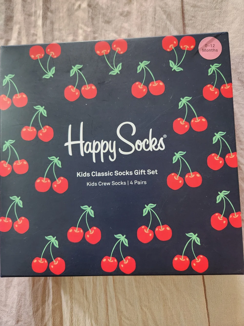 Happy Socks Kids Cherry Crew Socks Gift Set - Red, Green, Black